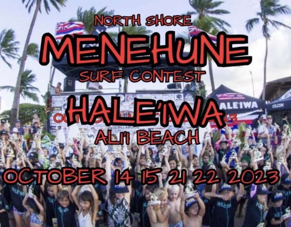 Group of kids who participated in the Menehune Surf Contest partly sponsored by KT Protection Services